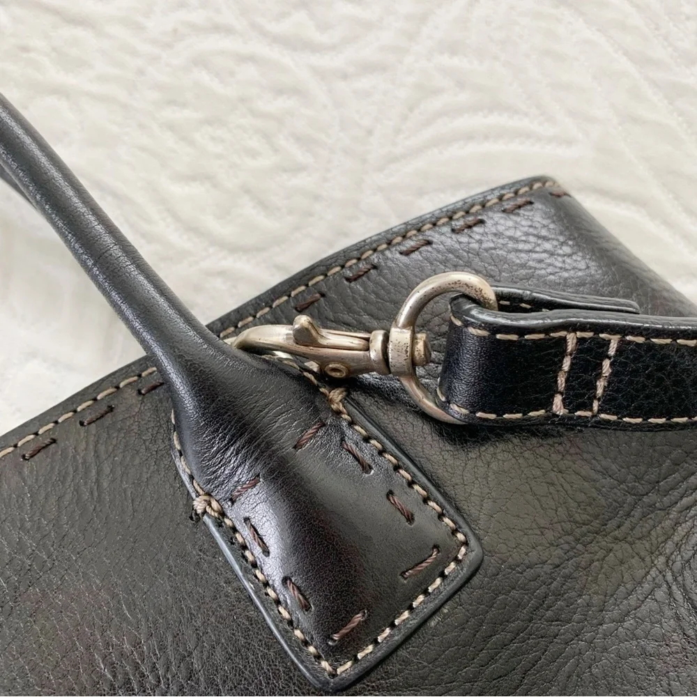 Vintage Fossil Y2K Sedona Leather Satchel Bag Handbag‎ Crossbody, Black